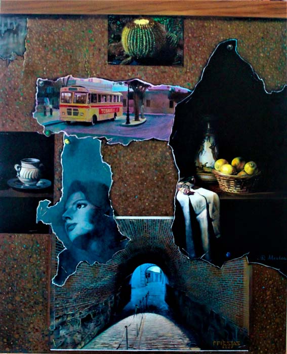  “Zurbarán entre reminiscencias” (serie Collages) Óleo sobre tabla, 61 x 50. 2020.